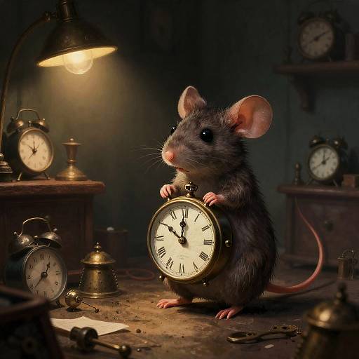 Curious Clockwork Mouse in Antique Toyshop