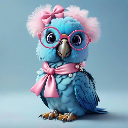 Adorable Blue Parrot Cartoon Character