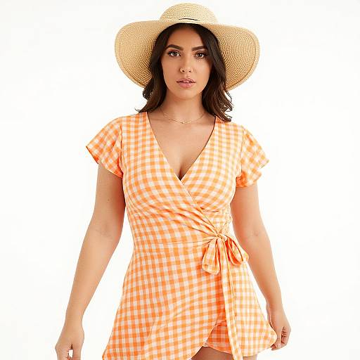 Casual Summer Gingham Wrap Dress
