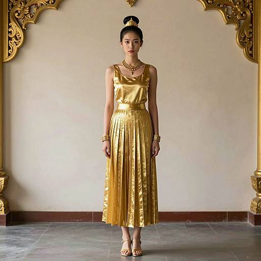 Elegant Gold Costume in Ornate Setting