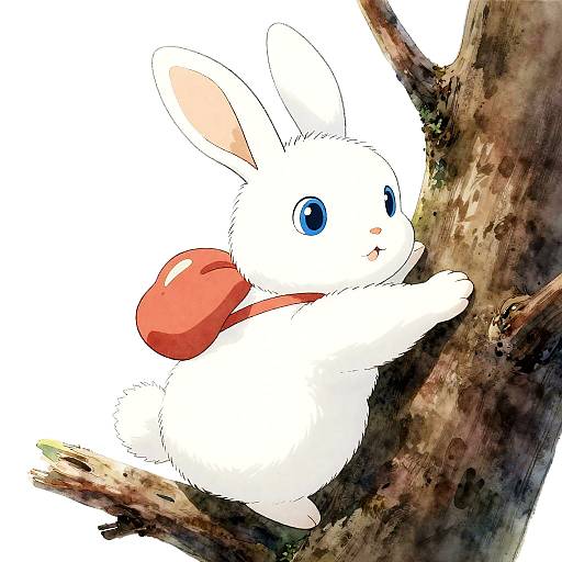 Ghibli-Inspired Sporty White Rabbit Climber