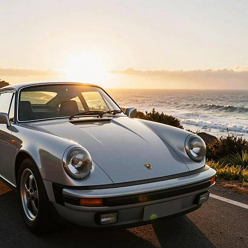 Classic Porsche 911 by Ocean at Sunset