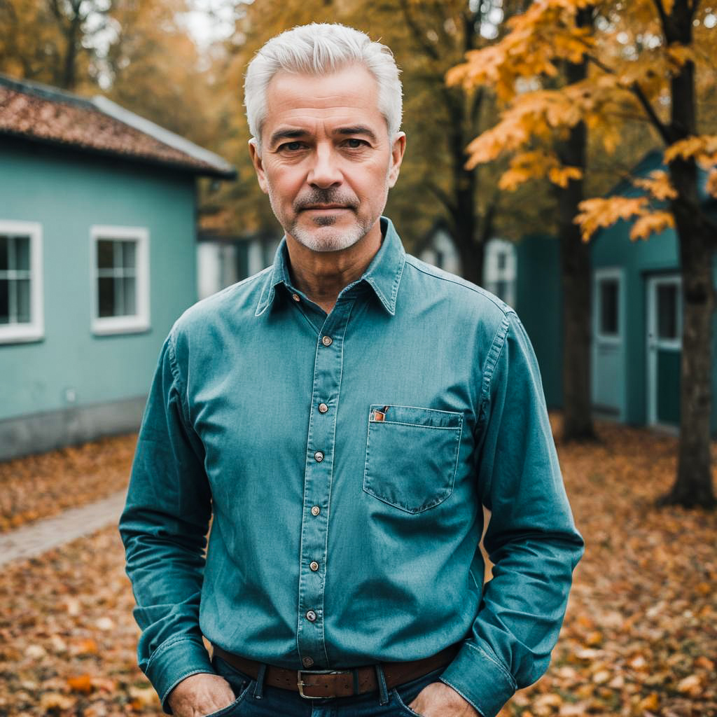 Relaxed Senior Man's Autumn Photo Shoot