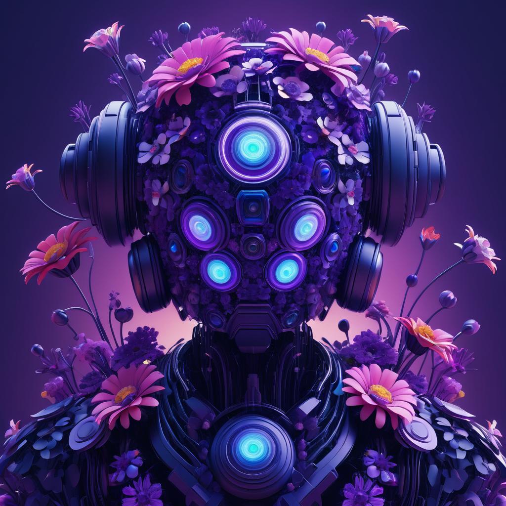 Floral Robot in Abstract Cinematic Art