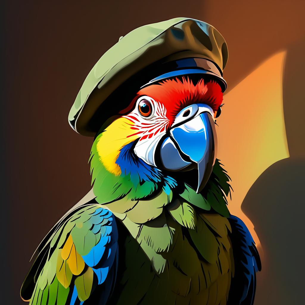 Dramatic Parrot Painter Portrait in Brown