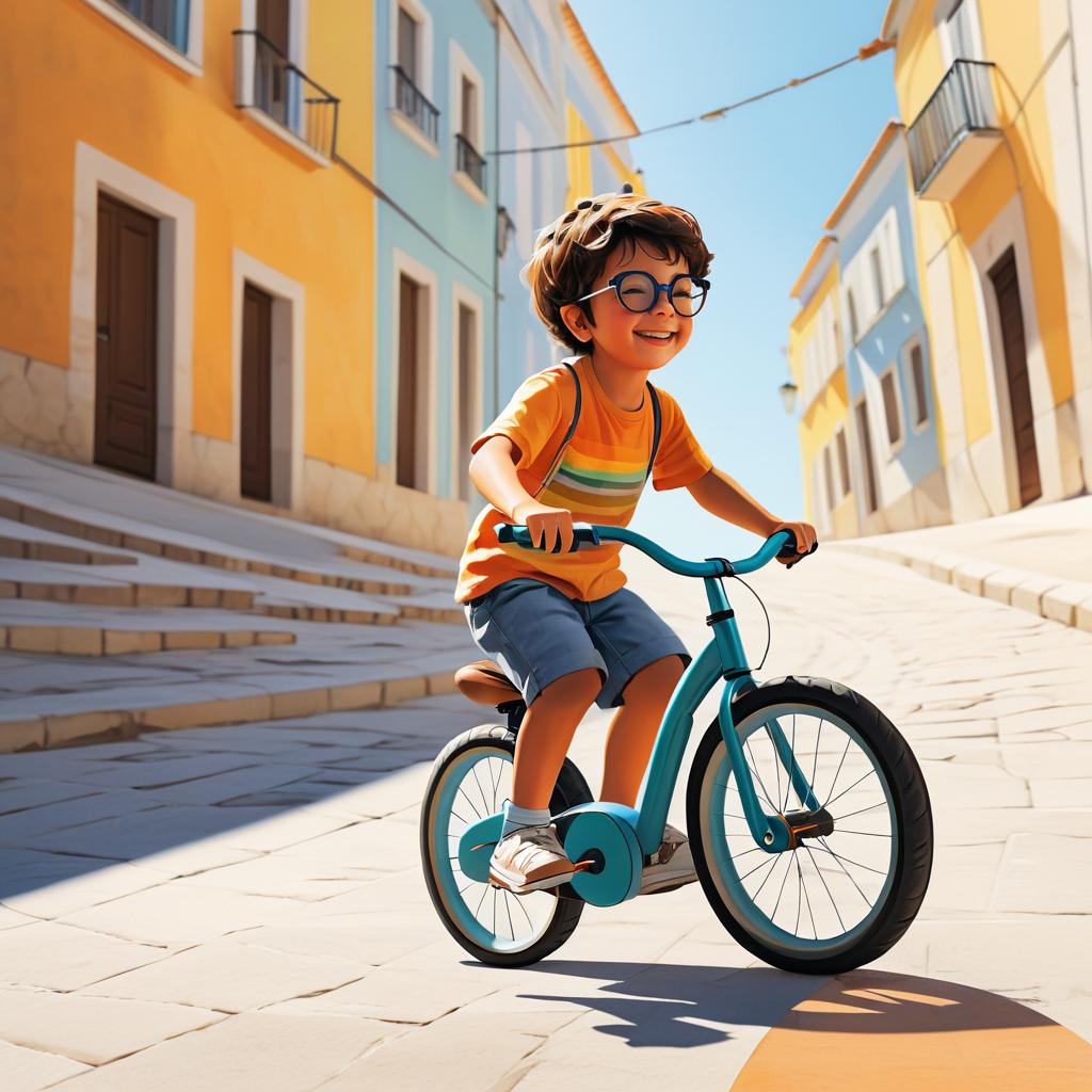 Joyful Young Cyclist in Lisbon