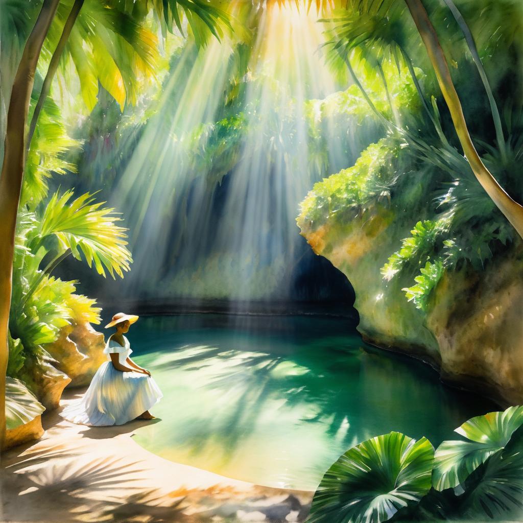 Impressionist Woman in Tropical Cove