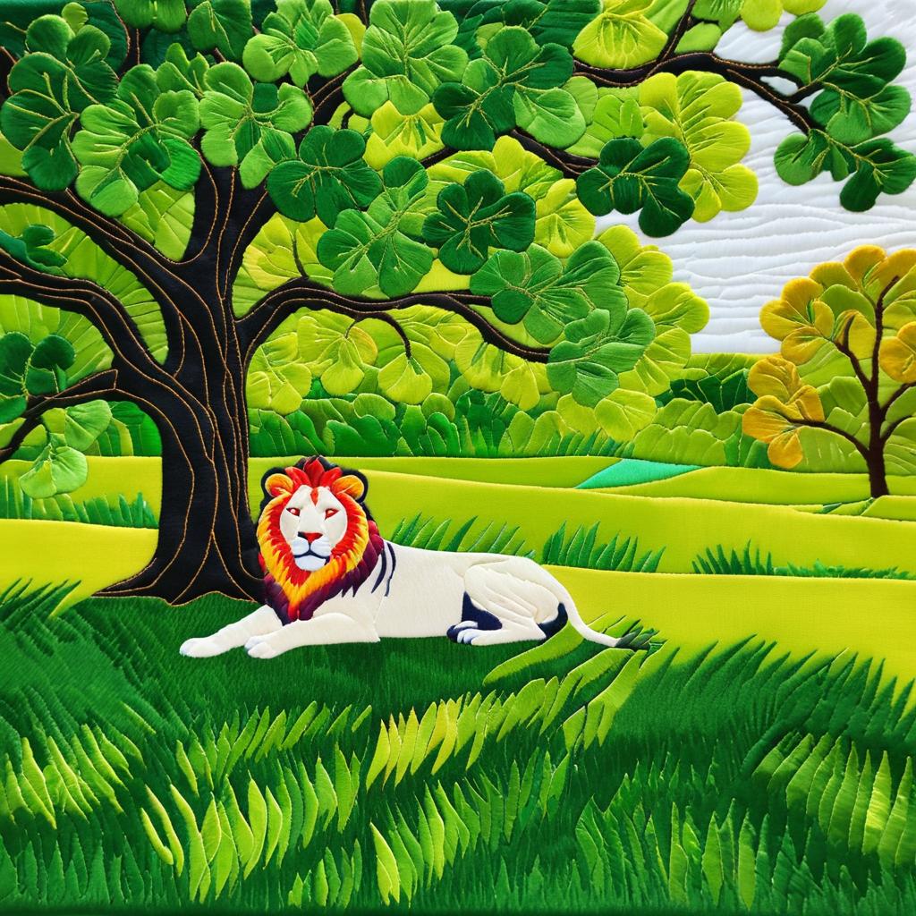 Majestic Lion Under the Tree of Life