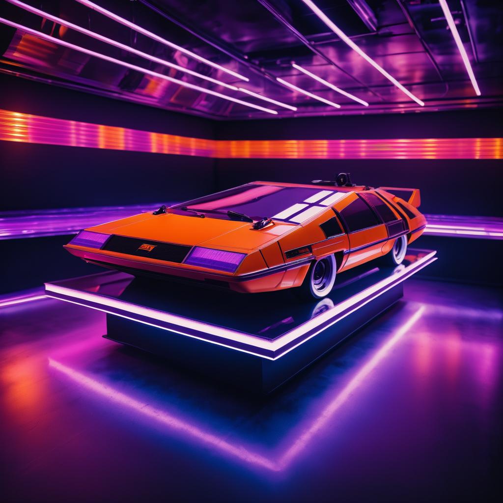 Vivid Synthwave Hovercraft Night Scene