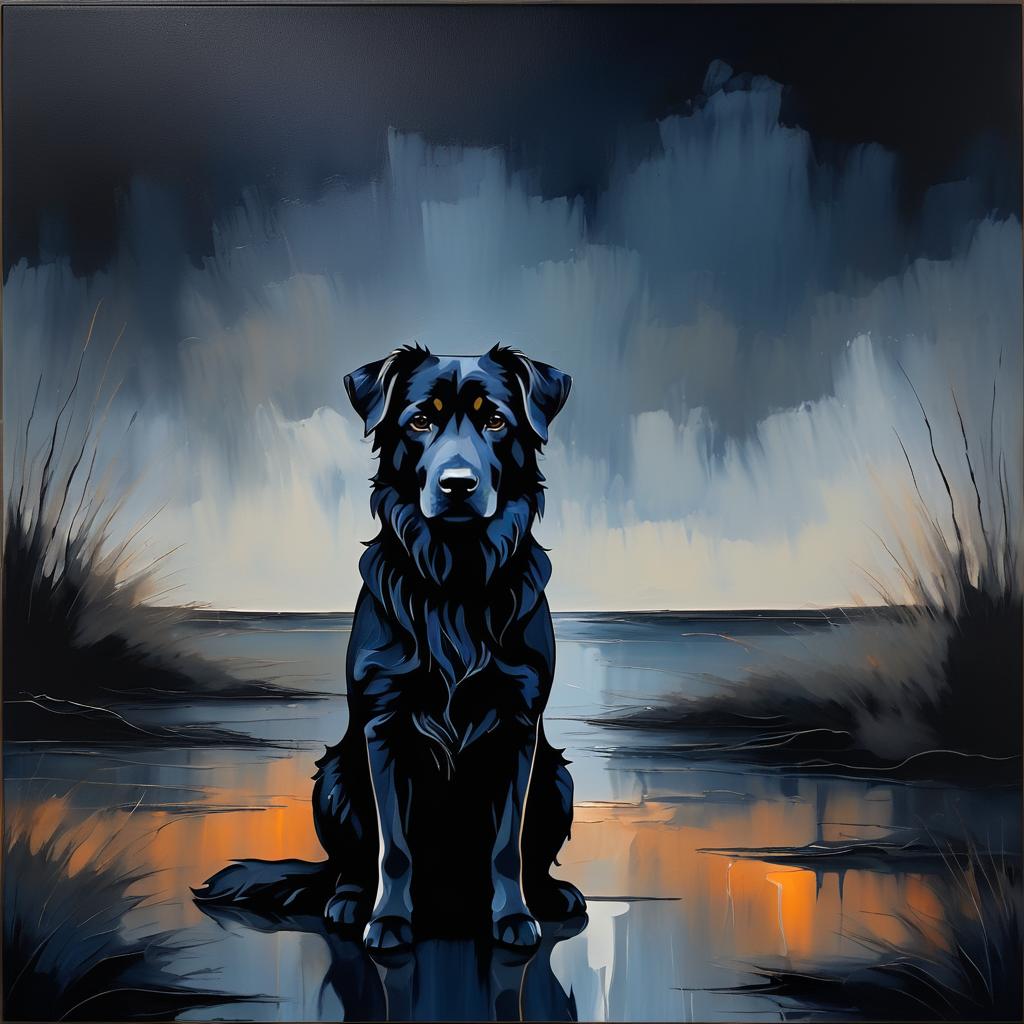 Surreal Melancholy: Lost Dog in Shadows