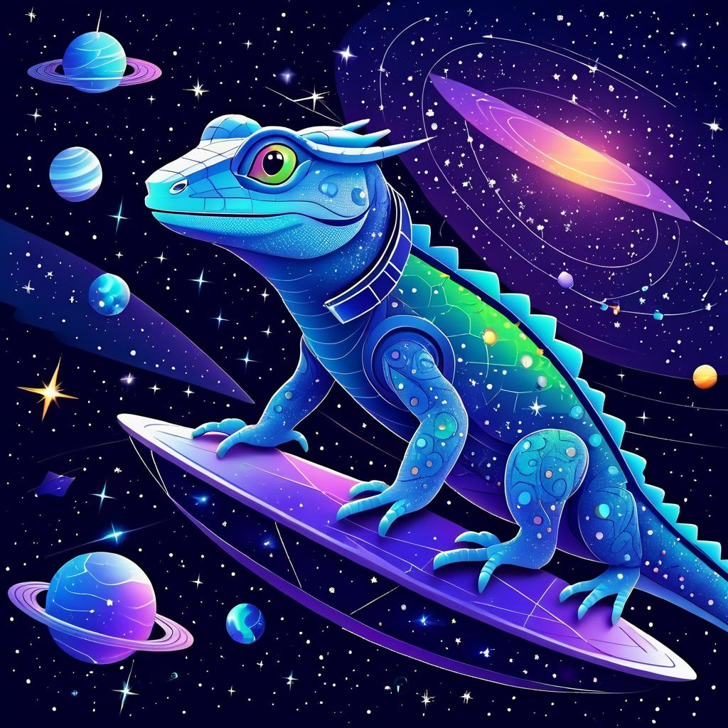 Celestial Lizard Educating in the Cosmos