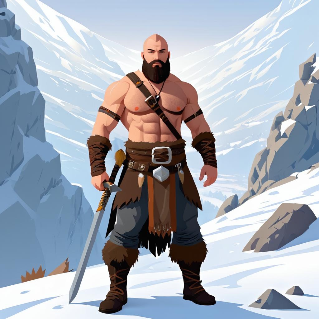 Burly Barbarian in Snowy Mountains