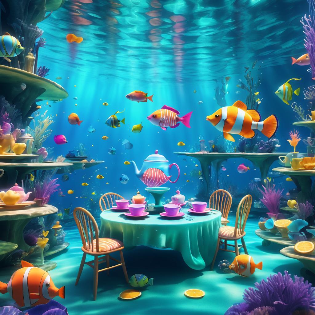 Whimsical Underwater Tea Party Scene