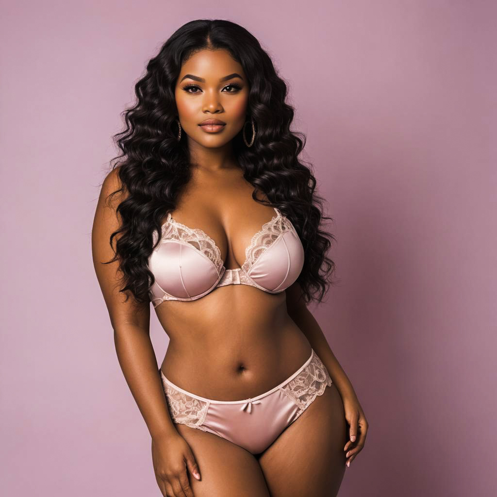 Smirking Lingerie Model in Dusty Mauve