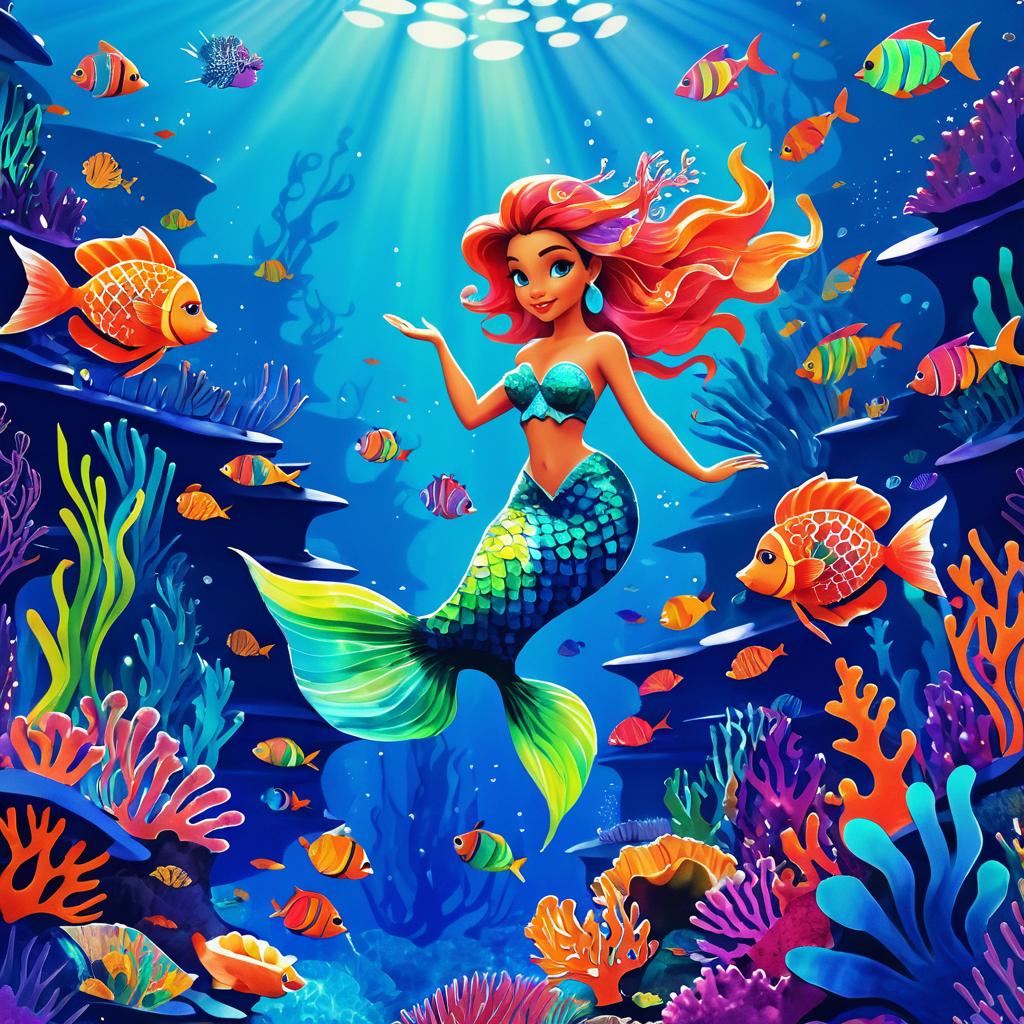 Vibrant Mermaid Underwater Adventure Art