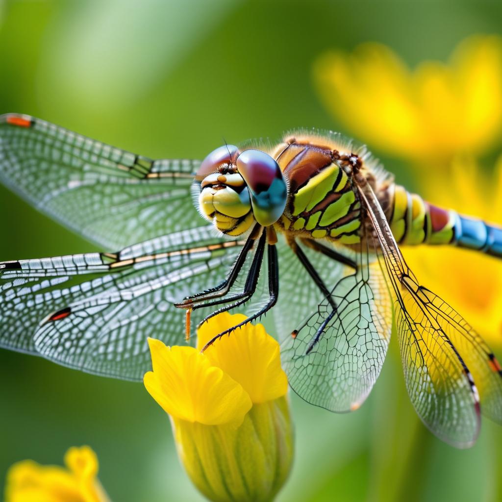 Macro Photography of Dragonfly on Primrose