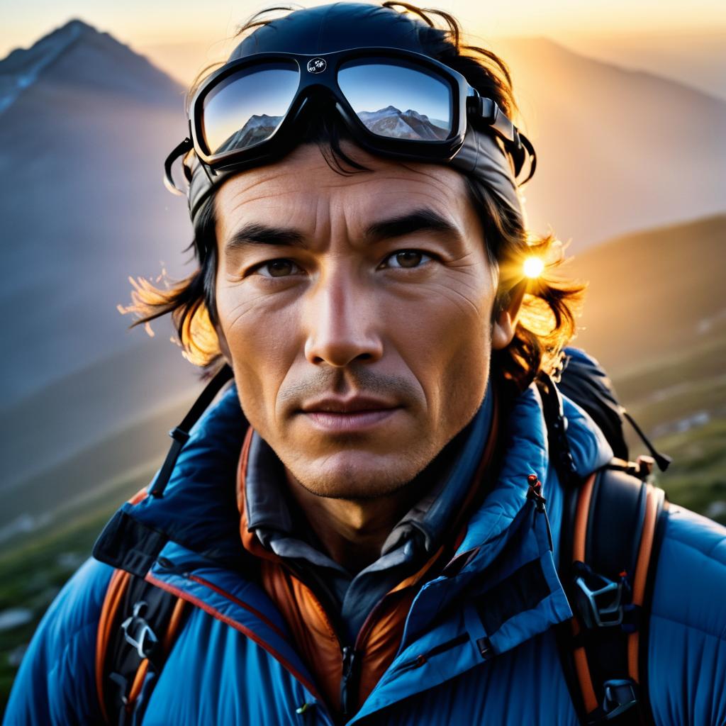 Mountain Climber Portrait at Sunrise