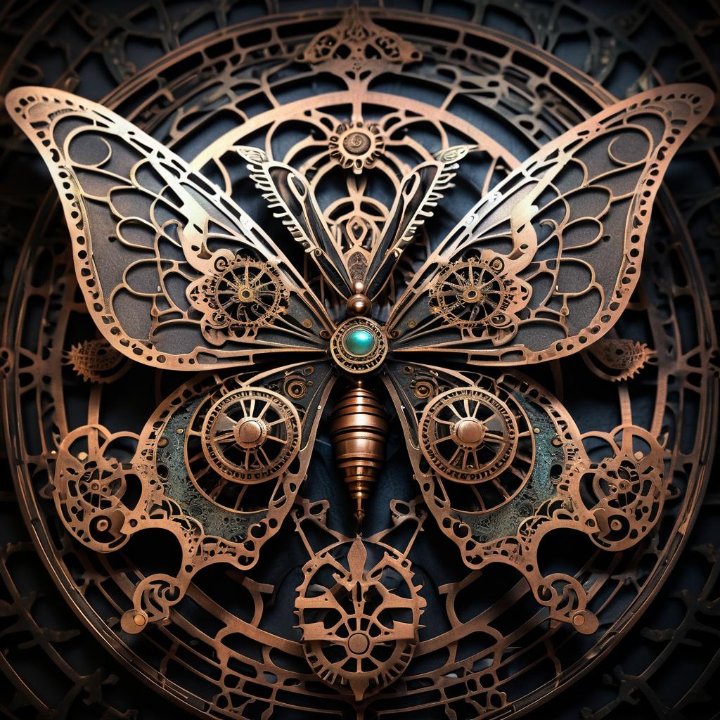 Intricate Steampunk Mechanical Butterfly Design