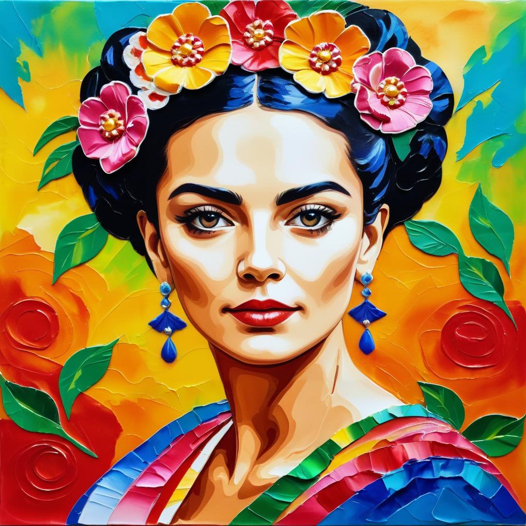 Frida Kahlo Inspired Elegant Lady Portrait