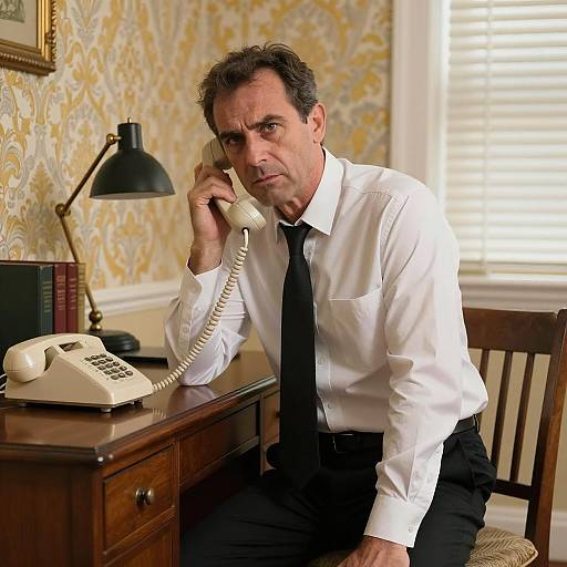 Intense Middle-Aged Man with Phone