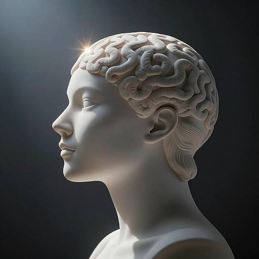Hyperrealistic Sculpture of Human Brain and Face