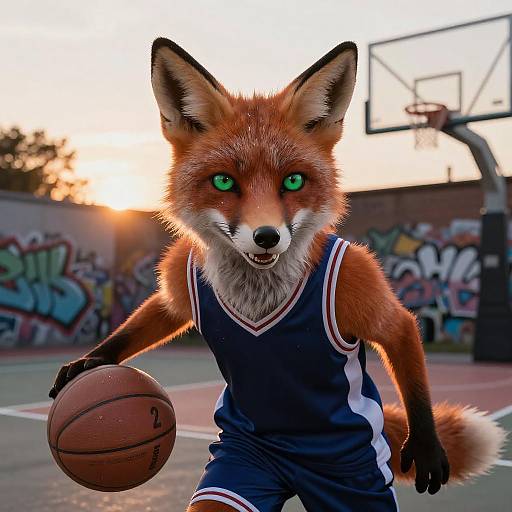 Anthro Fox Runner Basketball Sunset Portrait