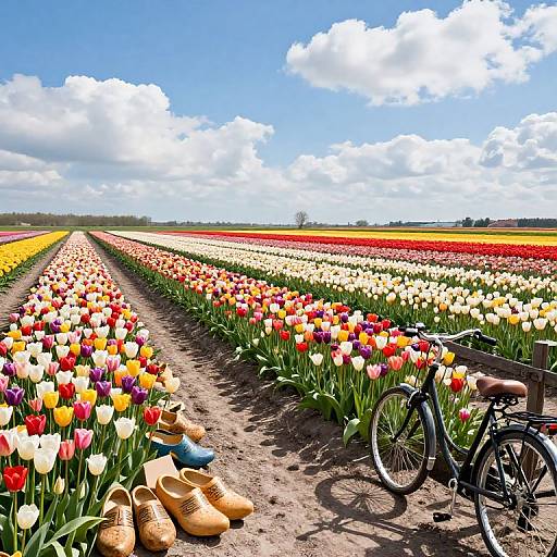 Spring Tulip Meadow with Vintage Bicycle