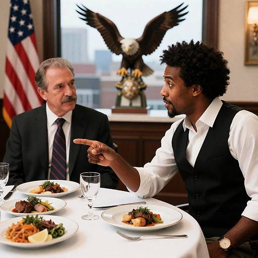 Formal Dining Scene with Diverse Men