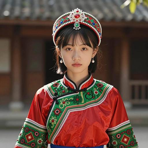 Asian Girl in Dusun Traditional Costume