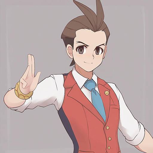 Illustration of Apollo justice, ace attorney in the style of Folait