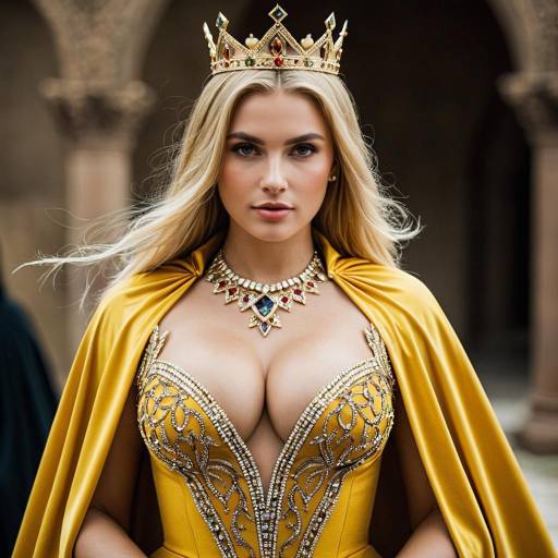 Elegant Queen Ravenna in Golden Attire