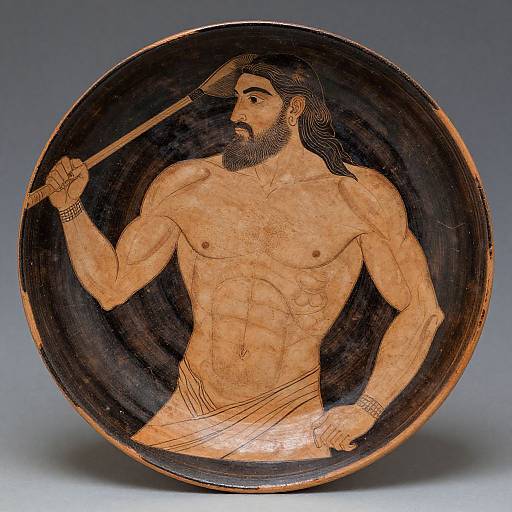 Ancient Greek Pottery: Muscular Bearded Man