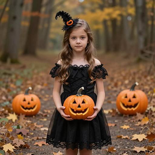 Spooky Halloween Costume in Forest Path