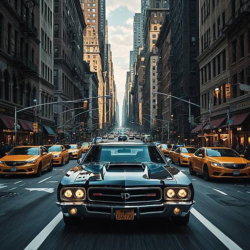Classic Car Chase on Manhattan Street