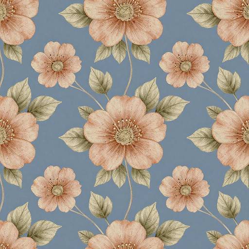 Vintage Floral Pattern with Peach Flowers