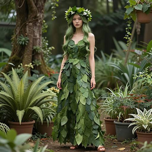 Enchanting Plant Lady in Forest Costume
