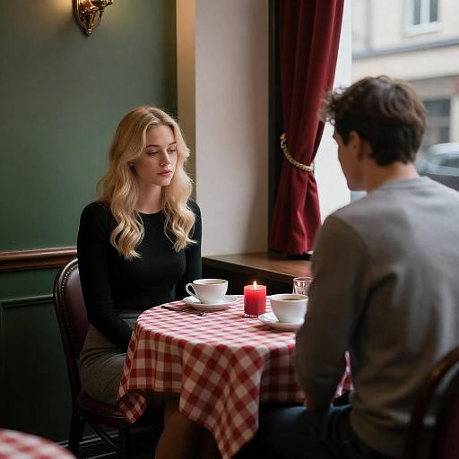 Intimate Café Scene with Shadows