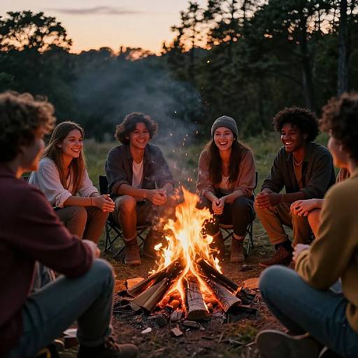 Cozy Campfire Friendship at Sunset