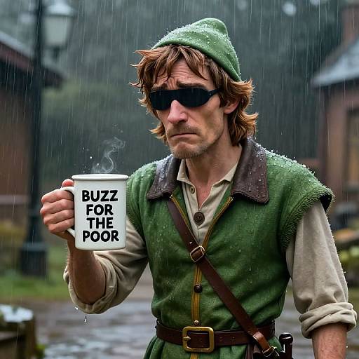 Hyperrealistic Robin Hood Beggar Scene