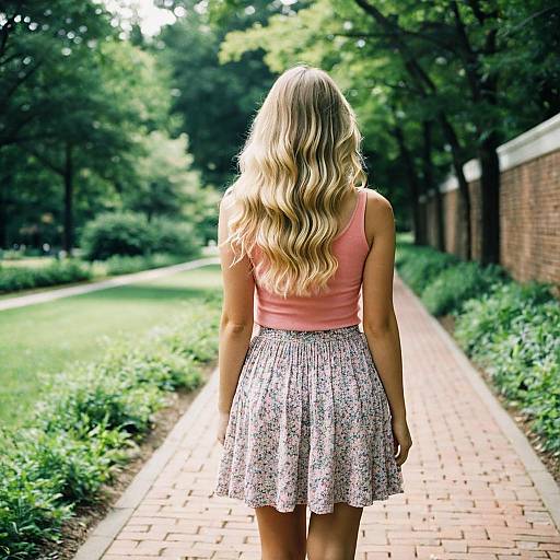 Young Woman on Park Pathway