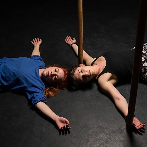 Intense Portrait of Two Women in Dark Space