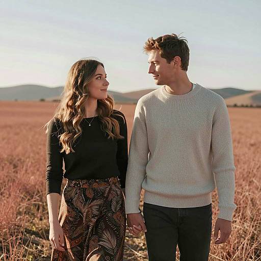 Romantic Couple in a Serene Field