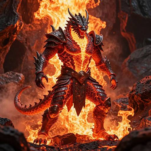 Fiery Dragon Armor Battle Stance