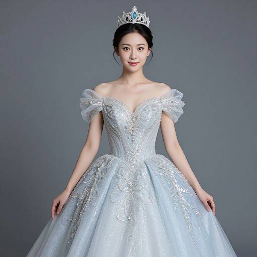 Elegant Princess in Blue Gown