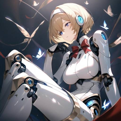 Blonde Android Girl with Butterfly Features