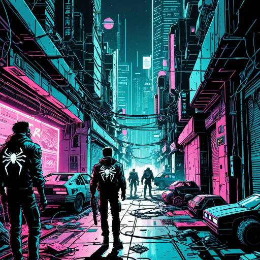Cyberpunk Neon Alley with Street Hackers