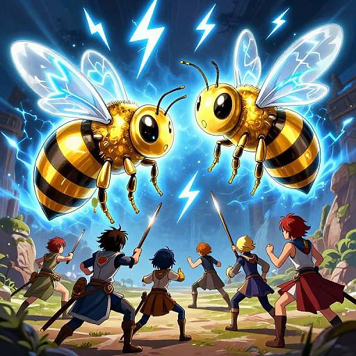 Anime DnD Party vs Giant Golden Bee