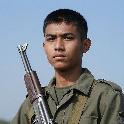 Young Soldier in Military Jacket Portrait