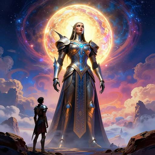 Celestial Sentinel in Surreal Cosmos