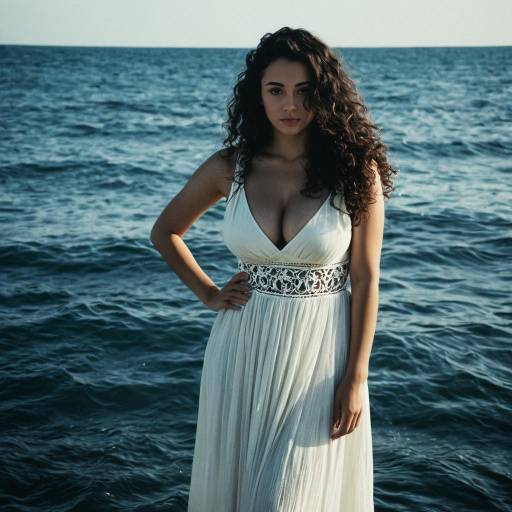 Woman in White Dress by the Sea